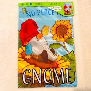 Embroidered Gnome Garden Flag